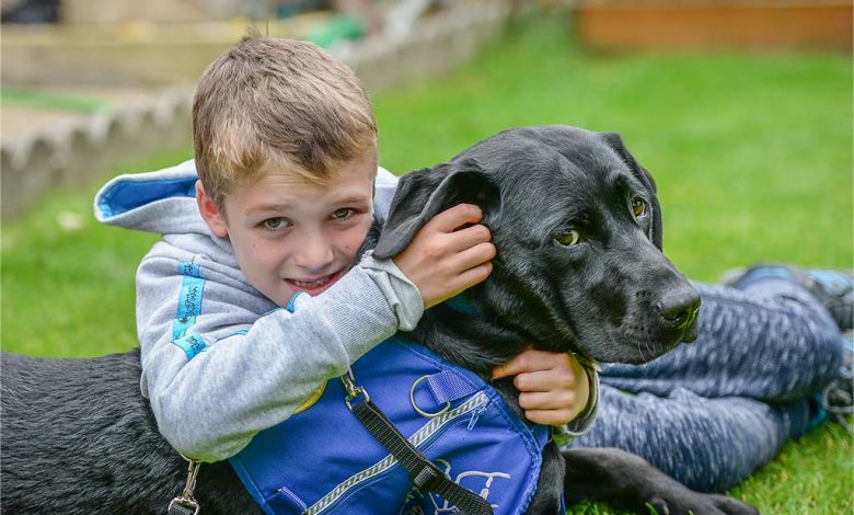 Child with a support dog