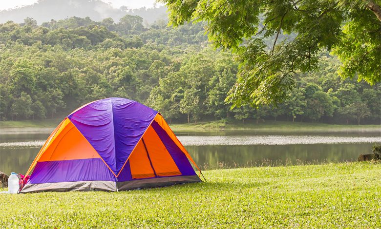 Tent by lake